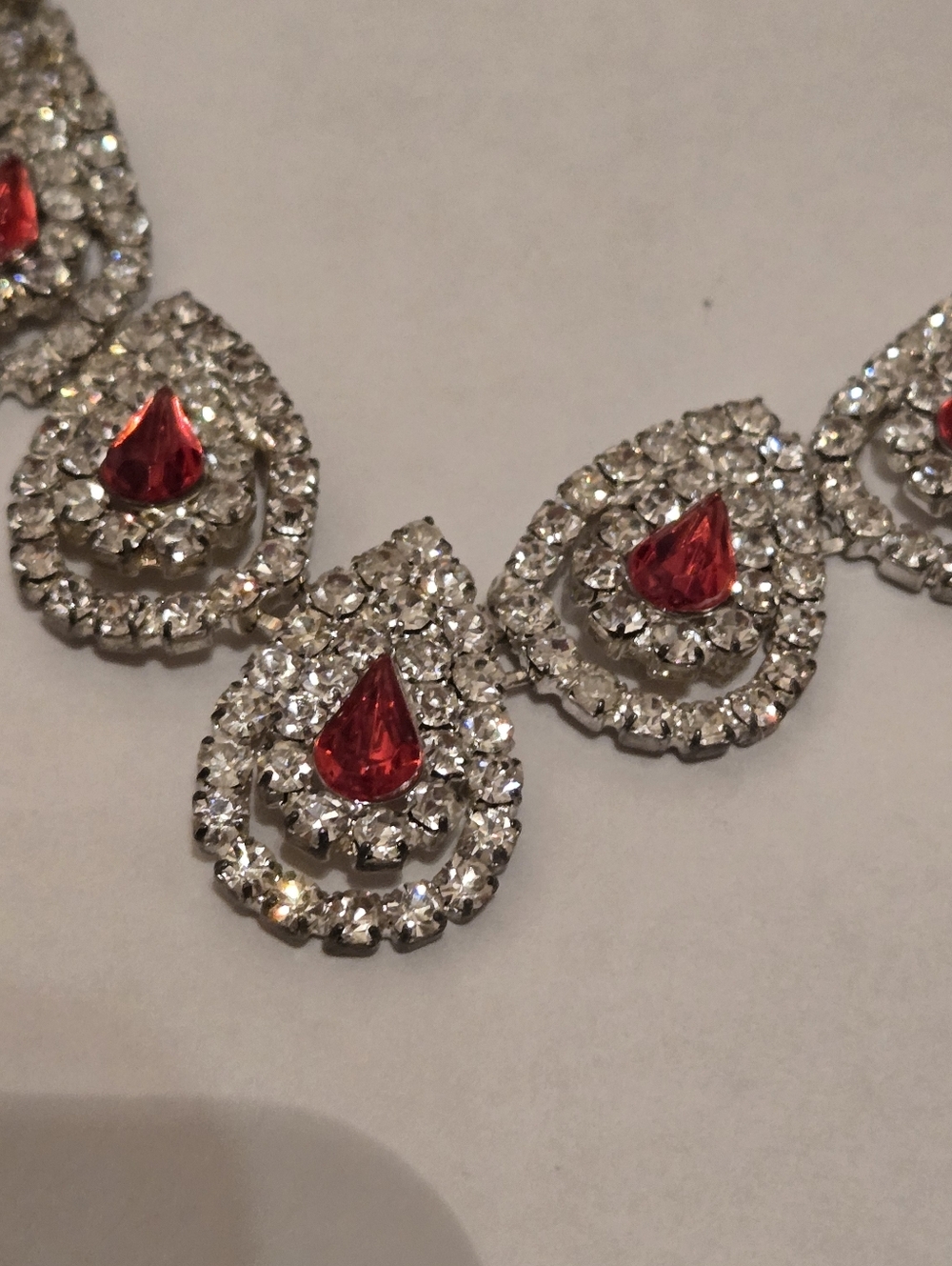 Red Teardrop Crystal Necklace & Earring Set - Designer Look - Picture 7 of 7